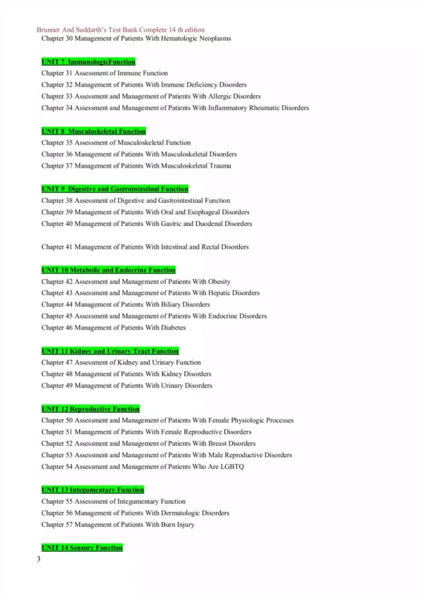 Brunner and Suddarths Textbook of Medical-Surgical Nursing 14 Edition Test Bank1 Brunner & Suddarth’s Textbook of Medical-Surgical Nursing 14 Edition Test Bank