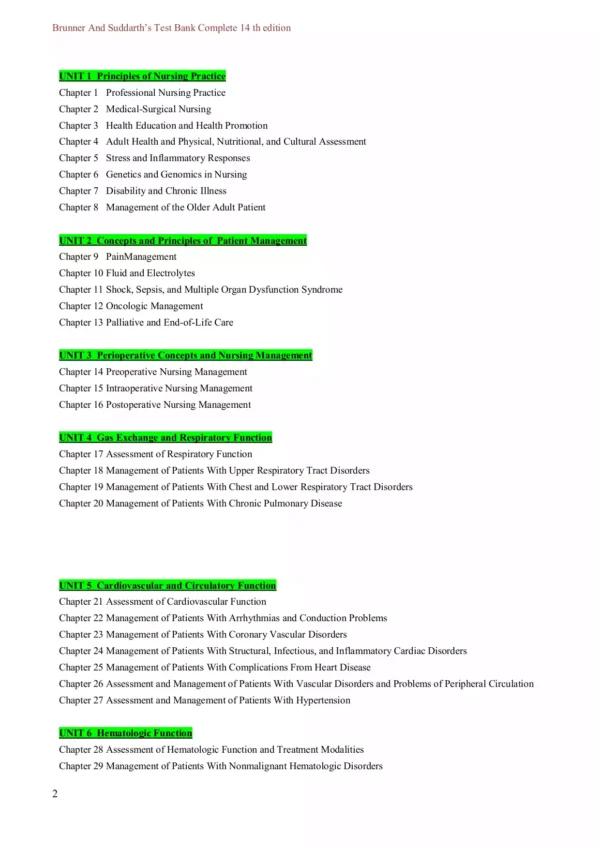 Brunner and Suddarths Textbook of Medical-Surgical Nursing 14 Edition Test Bank3 Brunner & Suddarth’s Textbook of Medical-Surgical Nursing 14 Edition Test Bank