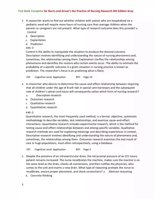 Burns and Groves the Practice of Nursing Research 9th Edition Gray Test Bank