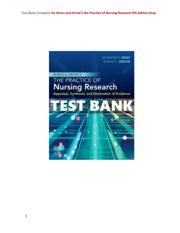 Burns and Groves the Practice of Nursing Research 9th Edition Gray Test Bank