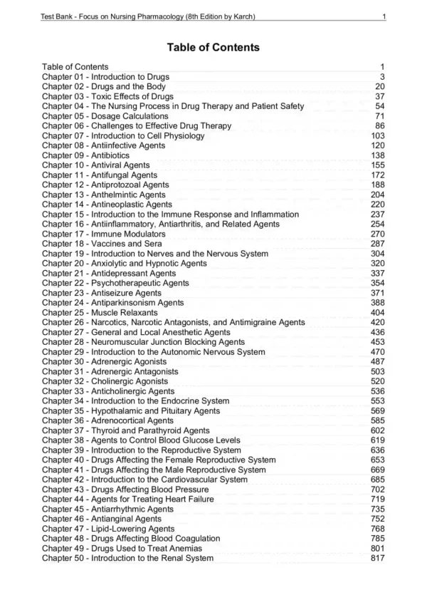 Focus On Nursing Pharmacology 8th Edition Test Bank