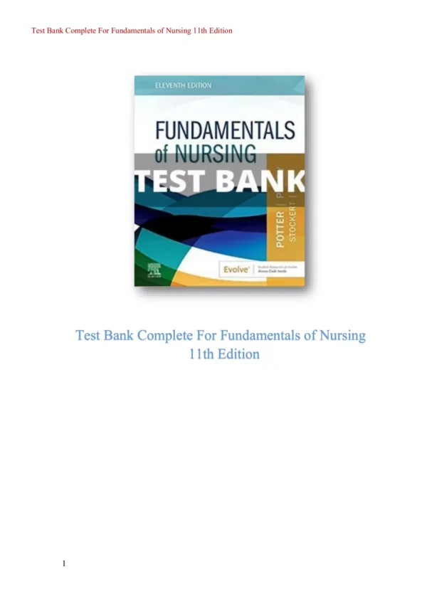 Fundamentals of Nursing 11th Edition Potter Perry Test Bank