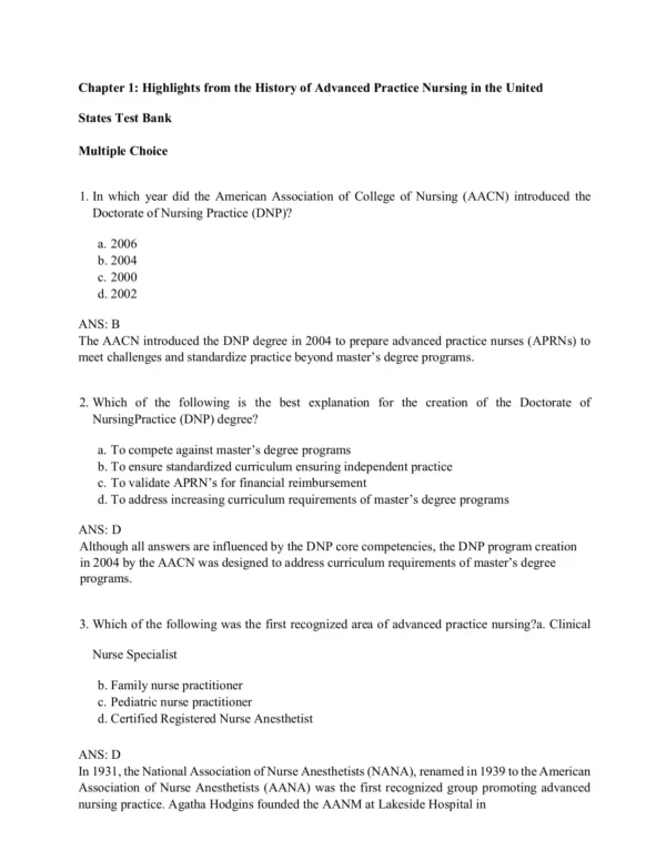 Hamric and Hanson's Advanced Practice Nursing 6th Edition Test Bankننننن