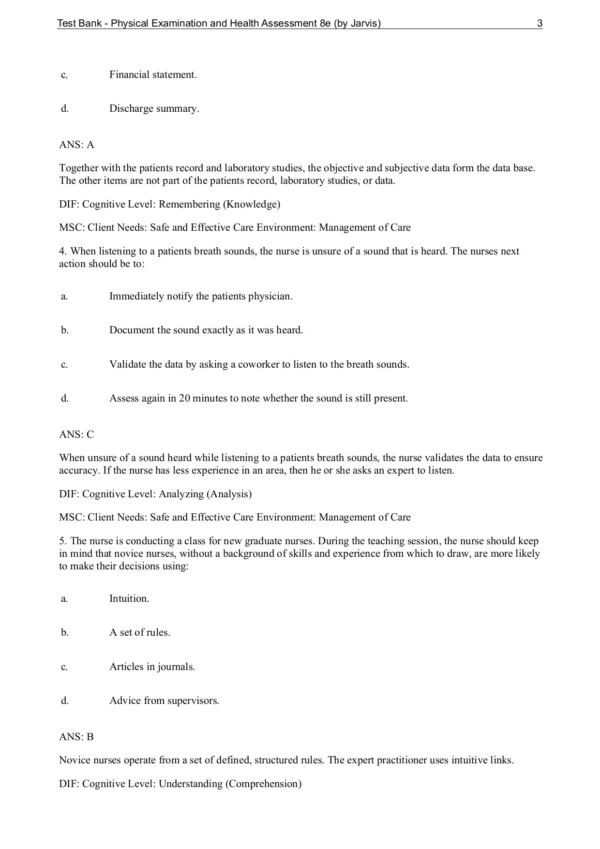 Jarvis Physical Examination And Health Assessment 8th Edition Test Bank3 Jarvis Physical Examination And Health Assessment 8th Edition Test Bank