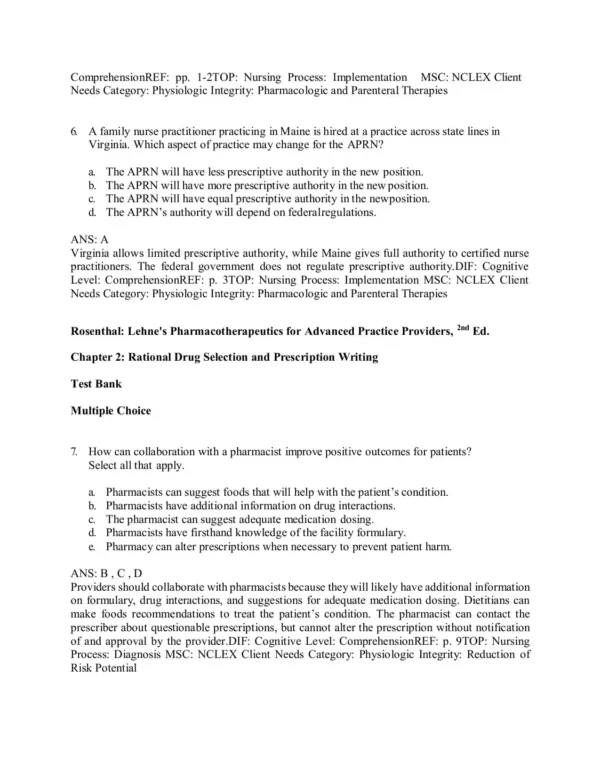 Lehne’s Pharmacotherapeutics for Advanced Practice Nurses and Physician 2nd Edition Test Bank