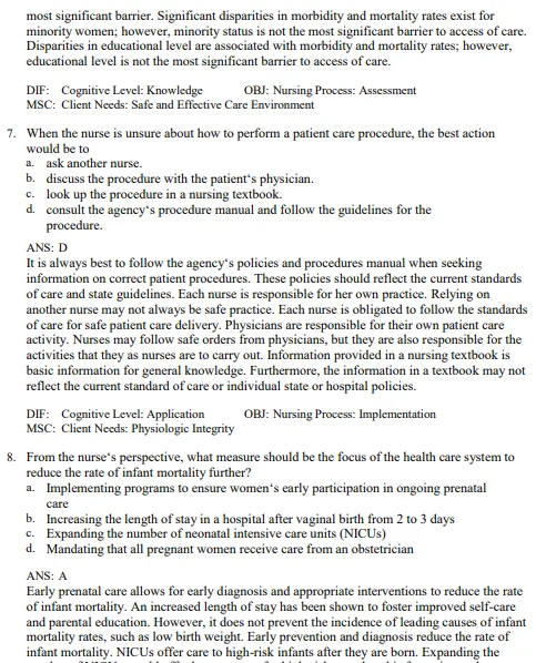 Maternal Child Nursing Care 7th Edition Test Bank