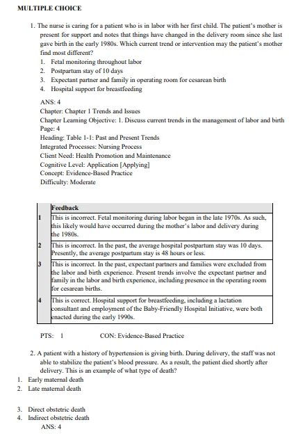 Maternal-Newborn Nursing The Critical Components of Nursing Care 3rd Edition Test Bank
