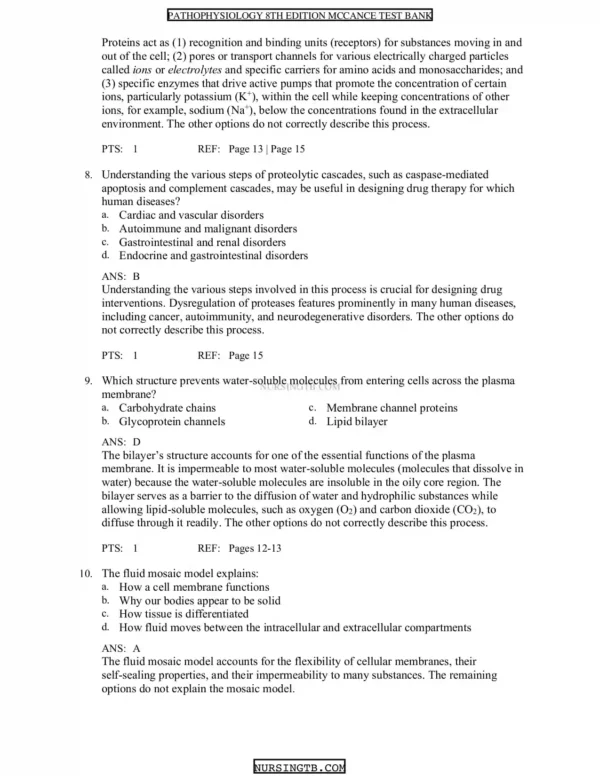 Pathophysiology The Biologic Basis for Disease in Adults and Children 8th Edition Test Bank