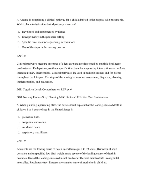 Pediatric Nursing The Critical Components of Nursing Care 2nd Edition Rudd Test Bank3 Pediatric Nursing The Critical Components of Nursing Care 2nd Edition Rudd Test Bank