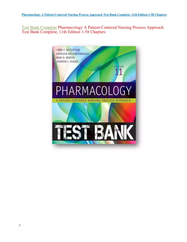 Pharmacology A Patient Centered Nursing Process Approach