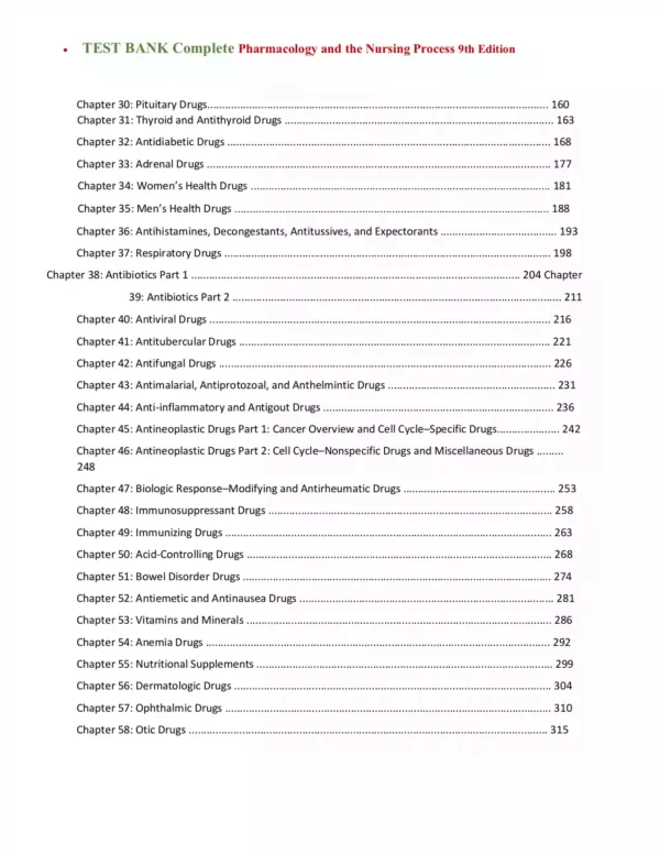 Pharmacology and the Nursing Process 9th Edition Test Bank Pharmacology and the Nursing Process 9th Edition Test Bank