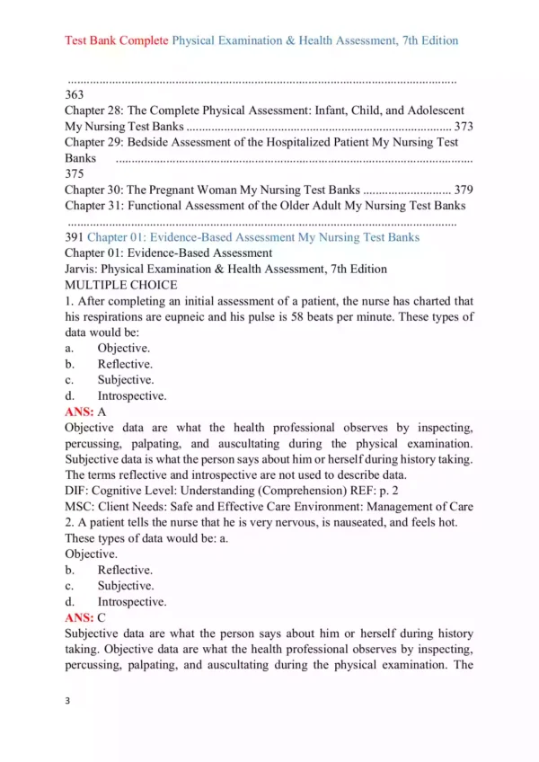 Physical Examination and Health Assessment 7th Edition Test Bank Physical Examination and Health Assessment 7th Edition Test Bank