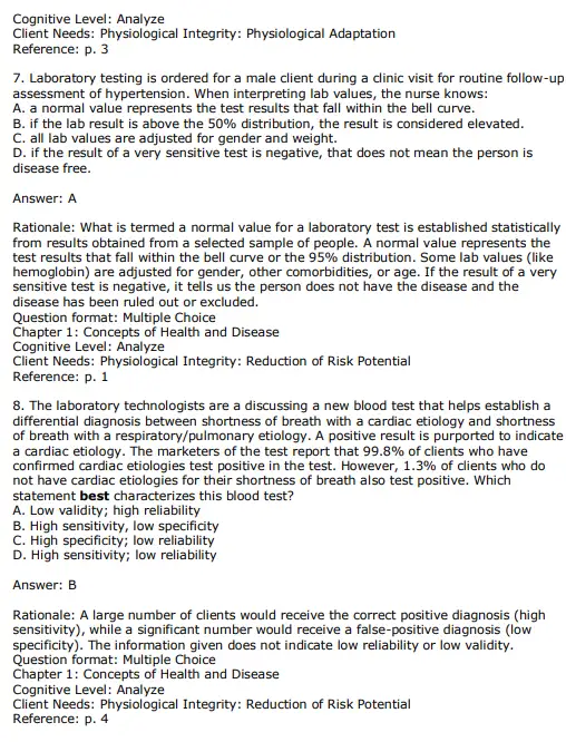 Porth's Essentials of Pathophysiology 5th Edition Test Bank