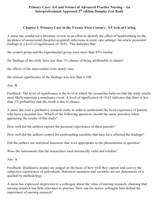 Primary Care Art and Science of Advanced Practice Nursing An Interprofessional Approach 5th Edition Test Bank2 Primary Care Art and Science of Advanced Practice Nursing An Interprofessional Approach 5th Edition Test Bank