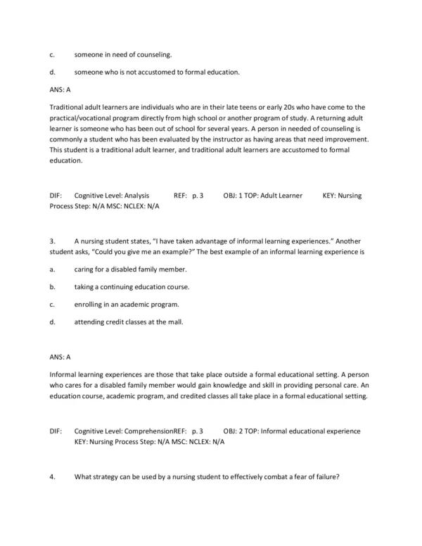 Success in Practical Vocational Nursing 8th Edition Test Bank