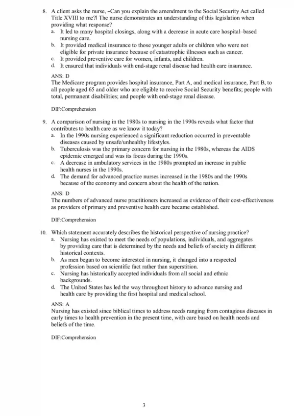 Contemporary Nursing Issues Trends and Management 9th Edition Barbara Cherry, Susan R. Jacob Test Bank