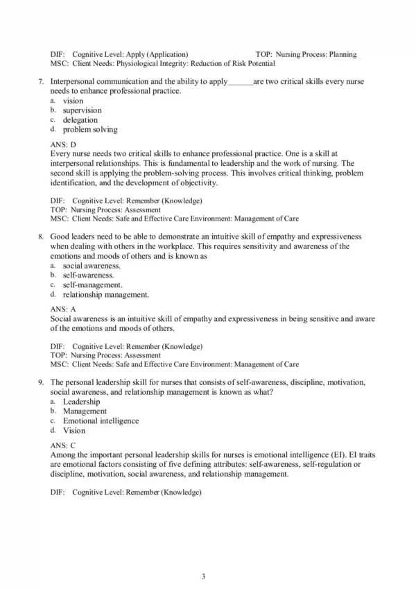 Leadership and Nursing Care Management 7th Edition Lindell Joseph, Diane Huber Test Bank Leadership and Nursing Care Management 7th Edition Lindell Joseph, Diane Huber Test Bank