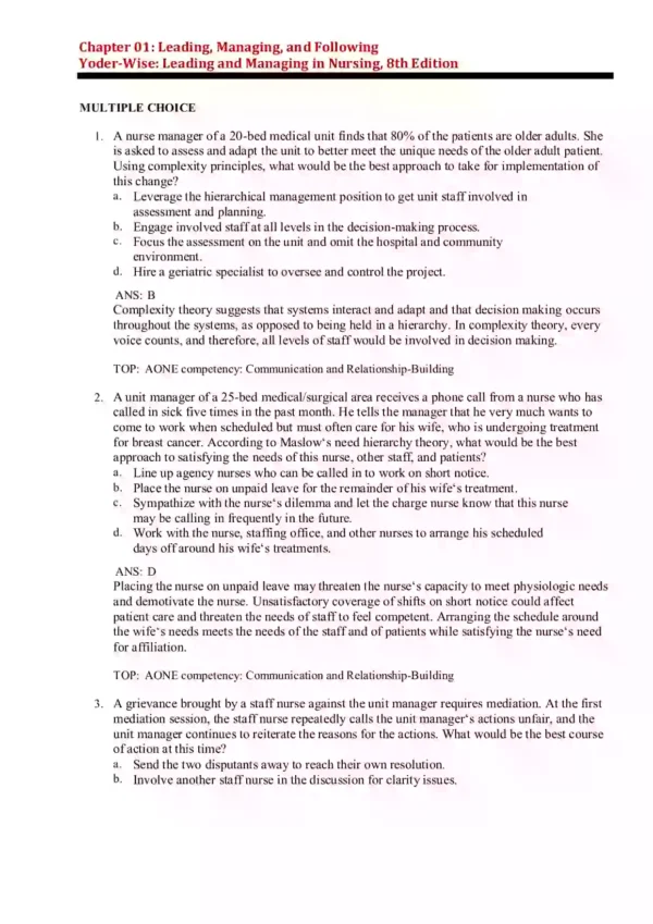 Leading And Managing In Nursing 8th Edition Yoder Wise Test Bank Leading And Managing In Nursing 8th Edition Yoder Wise Test Bank