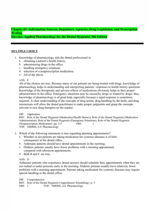 Applied Pharmacology for The Dental Hygienist 9th Edition by Elena Bablenis Haveles Test Bank_Page2 Applied Pharmacology for The Dental Hygienist 9th Edition by Elena Bablenis Haveles Test Bank
