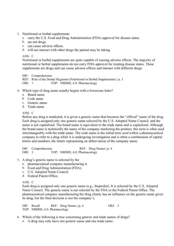 Applied Pharmacology for The Dental Hygienist 9th Edition by Elena Bablenis Haveles Test Bank_Page3 Applied Pharmacology for The Dental Hygienist 9th Edition by Elena Bablenis Haveles Test Bank