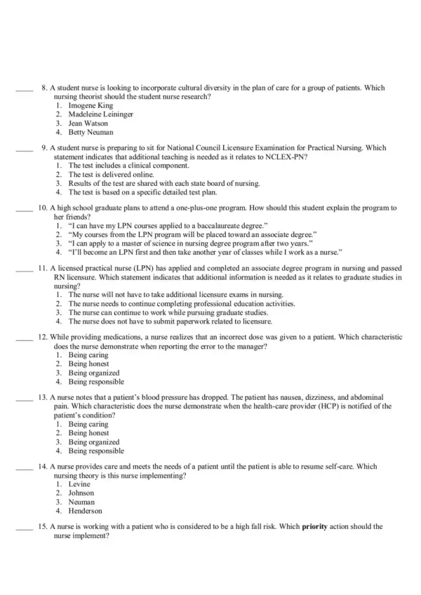 Fundamentals of Nursing Care Concepts Connections & Skills 4th Edition by Burton and Smith Test Bank