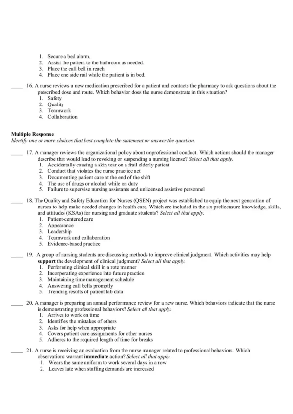 Fundamentals of Nursing Care Concepts Connections & Skills 4th Edition by Burton and Smith Test Bank