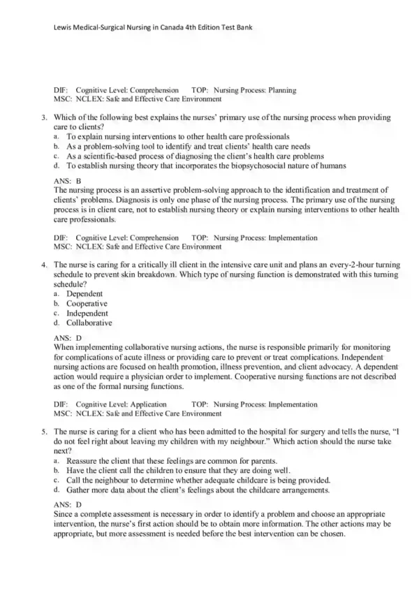 Lewis Medical-Surgical Nursing in Canada 4th Edition Test Bank_Page2 Lewis Medical-Surgical Nursing in Canada 4th Edition Test Bank