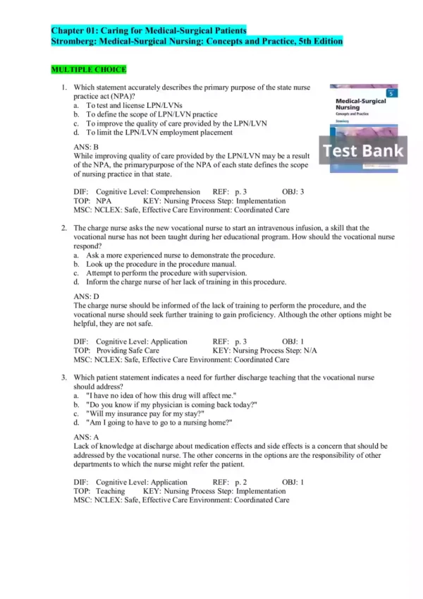 Medical-Surgical Nursing Concepts & Practice 5th Edition by Stromberg Test Bank_Page1 Medical-Surgical Nursing Concepts & Practice 5th Edition by Stromberg Test Bank