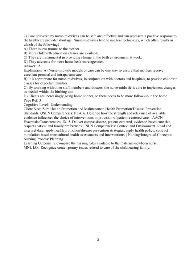 Olds' Maternal-Newborn Nursing & Women's Health Across the Lifespan 11th Edition Test Bank_Page2 Olds' Maternal-Newborn Nursing & Women's Health Across the Lifespan 11th Edition Test Bank