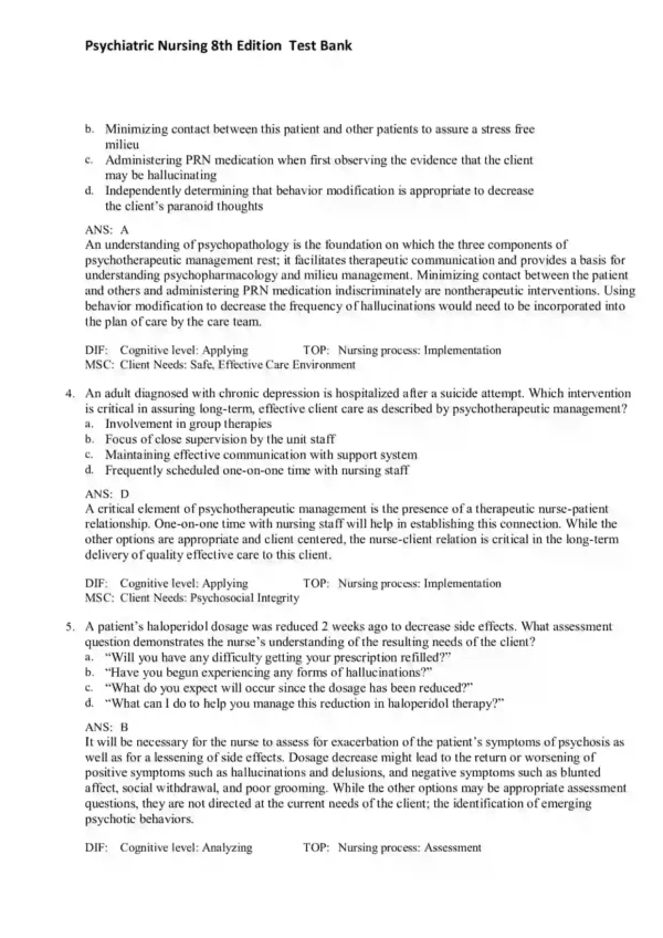 Psychiatric Nursing 8th Edition by Norman L. Keltner Test Bank_Page2 Psychiatric Nursing 8th Edition by Norman L. Keltner Test Bank