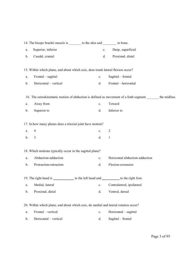 Clinical Kinesiology and Anatomy 7th Edition Lynn S. Lippert Test Bank