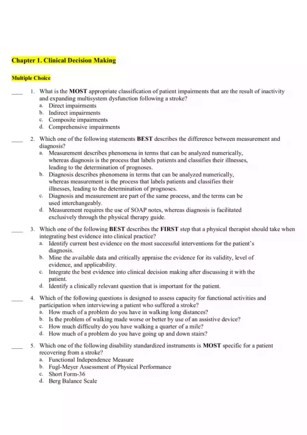 Physical Rehabilitation 7th Edition Susan B. O'Sullivan Test Bank