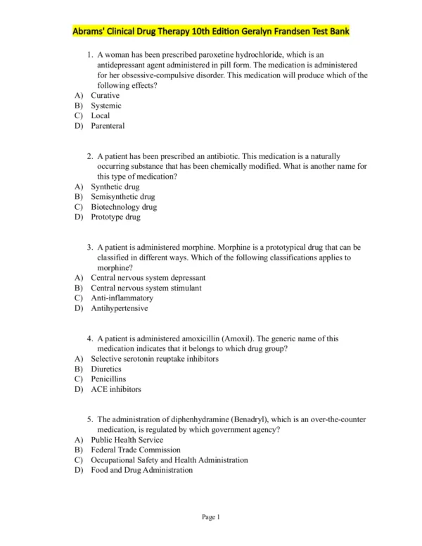 Abrams' Clinical Drug Therapy 10th Edition Geralyn Frandsen Test Bank_Page1.webp-1 Abrams' Clinical Drug Therapy 10th Edition Geralyn Frandsen Test Bank